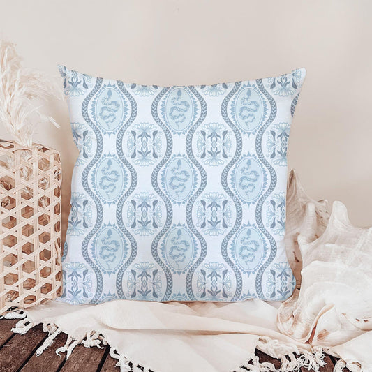 Desert Serpent Seamless Pattern – Boho Snake & Ornamental Print in Soft Blue | Commercial Use Surface Design
