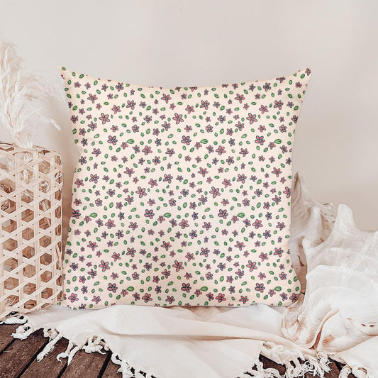 Coral Wildflowers on Cream Seamless Pattern