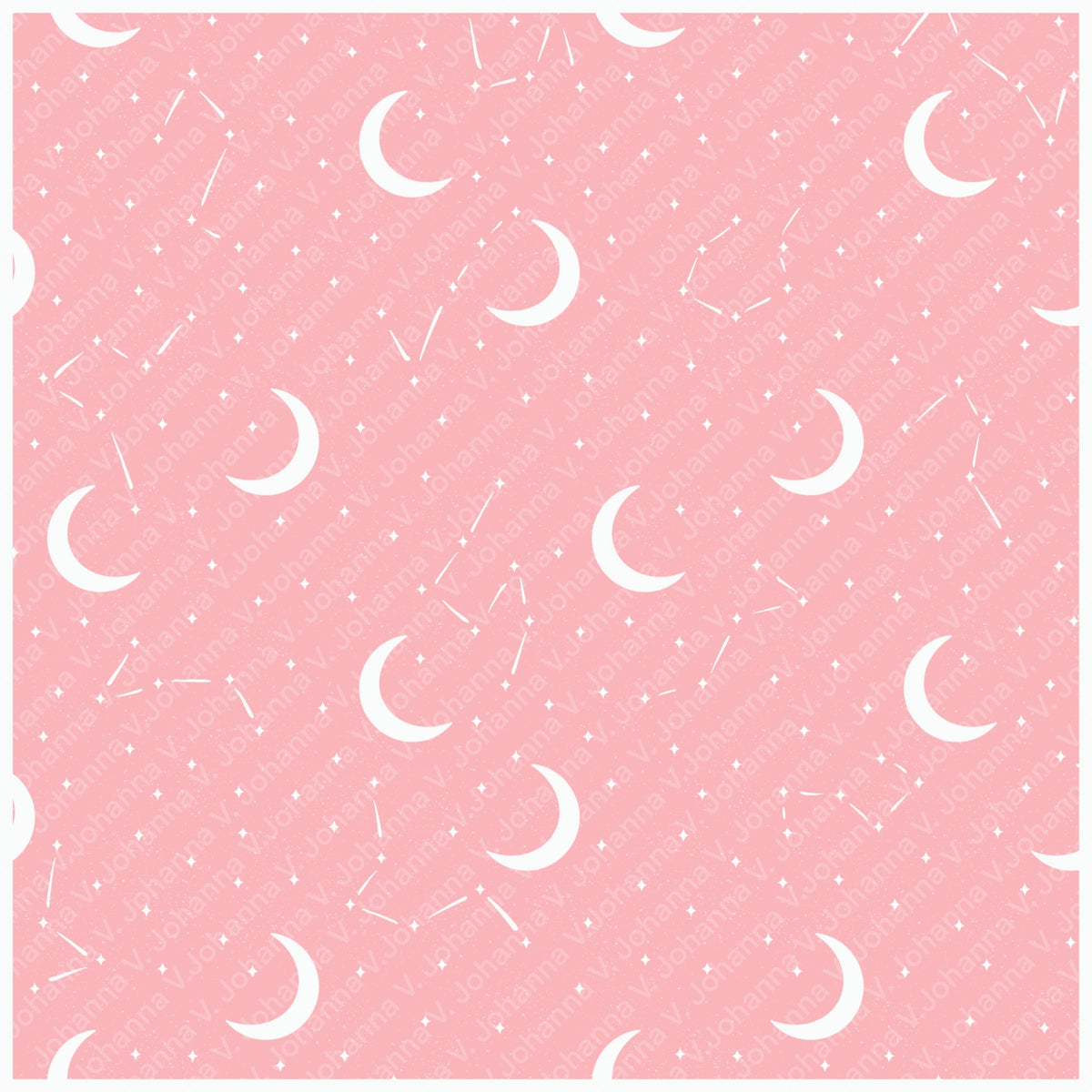 Pink Celestial Moon Seamless Pattern – Crescent Moons, Stars & Constellations