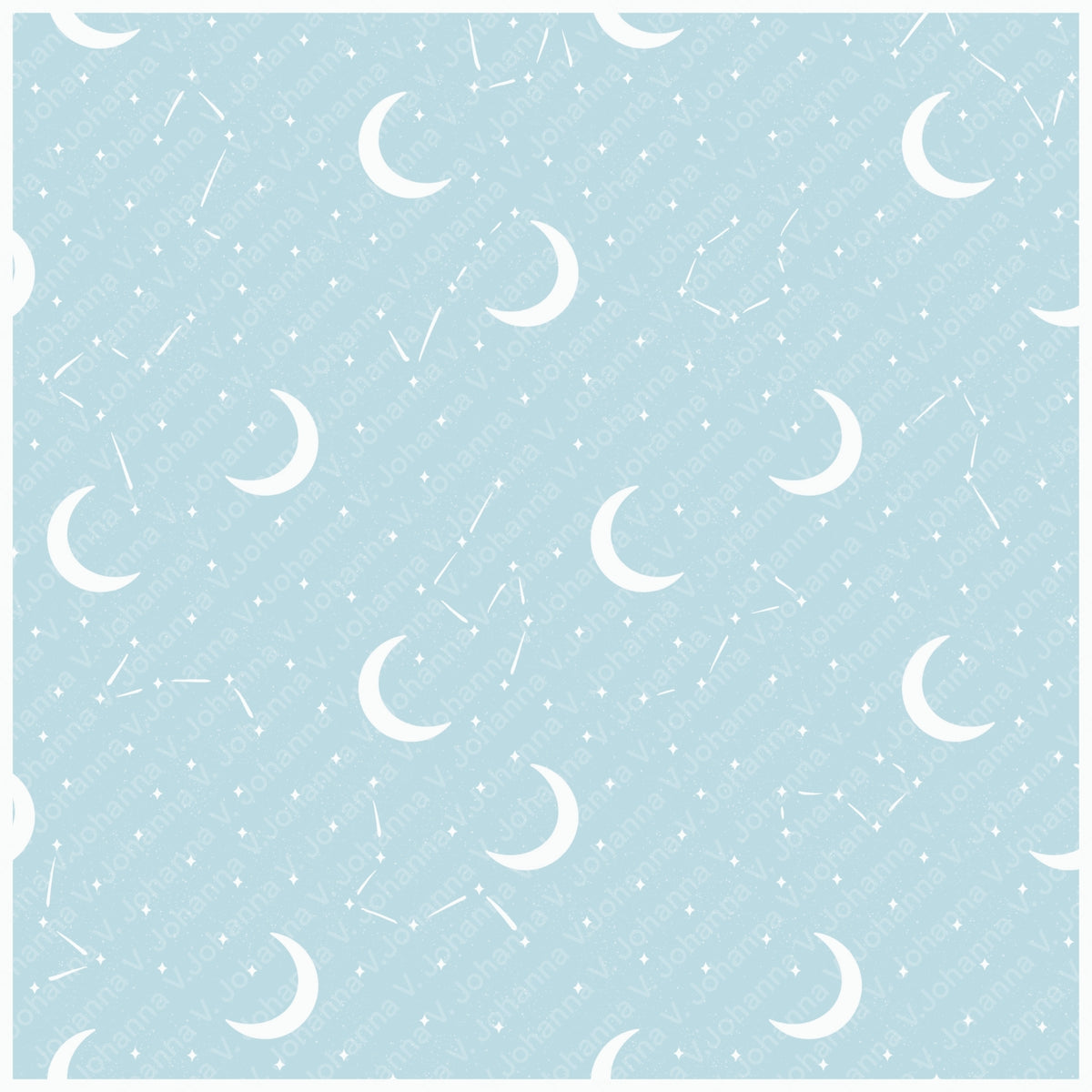 Baby Blue Celestial Moon Seamless Pattern – Crescent Moons, Stars & Constellations