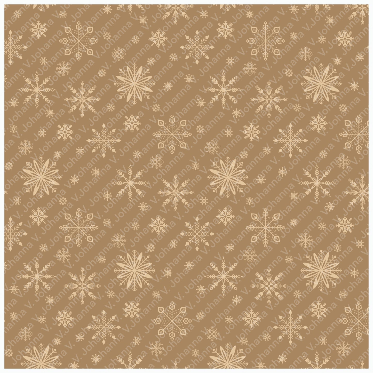 Neutral Snowflake Seamless Pattern – Brown & Cream Winter Snow Design