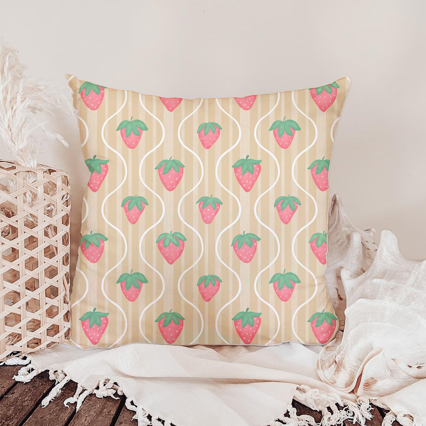 Seamless Strawberry Pattern PNG, Vintage Striped Digital Paper 12x12, Cute Fruit Surface Pattern Design for Fabric, Packaging, Stationery, Commercial Use