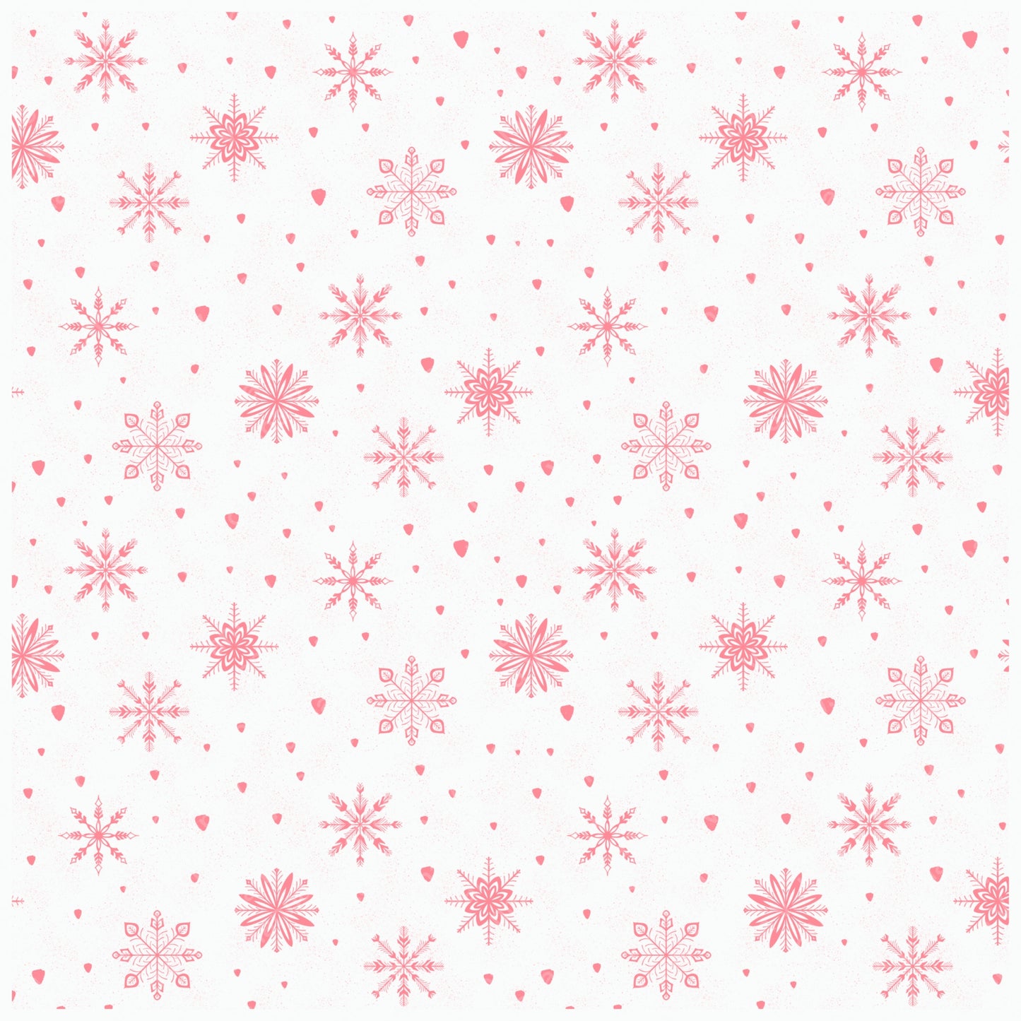 Pink Snowflake Seamless Pattern – Soft Blush Winter Snow & Ice Crystal Design