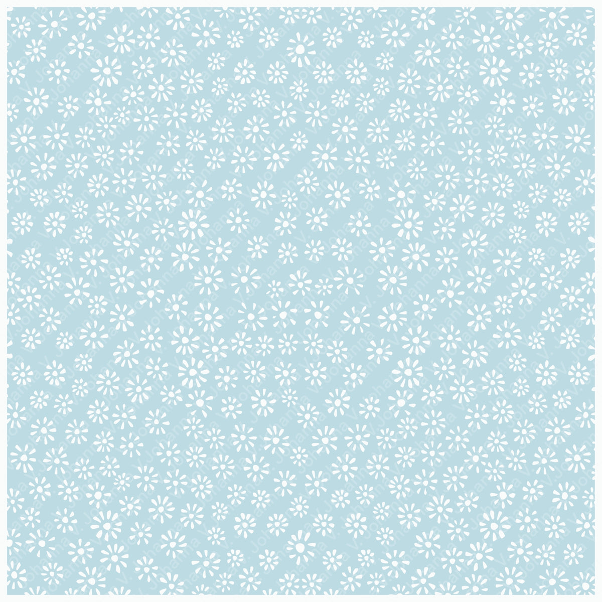 Light Blue Ditsy Daisy Seamless Pattern – Tiny White Floral Background