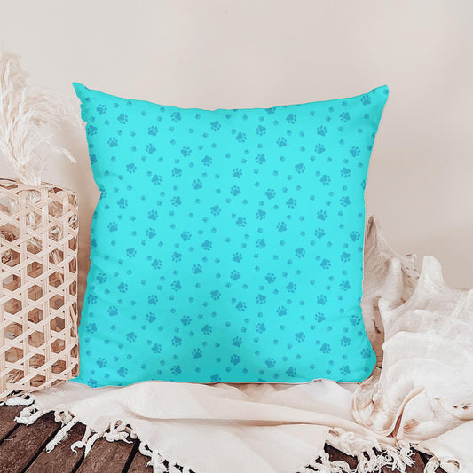 Playful Paw Prints | Aqua Dog Paw Seamless Pattern