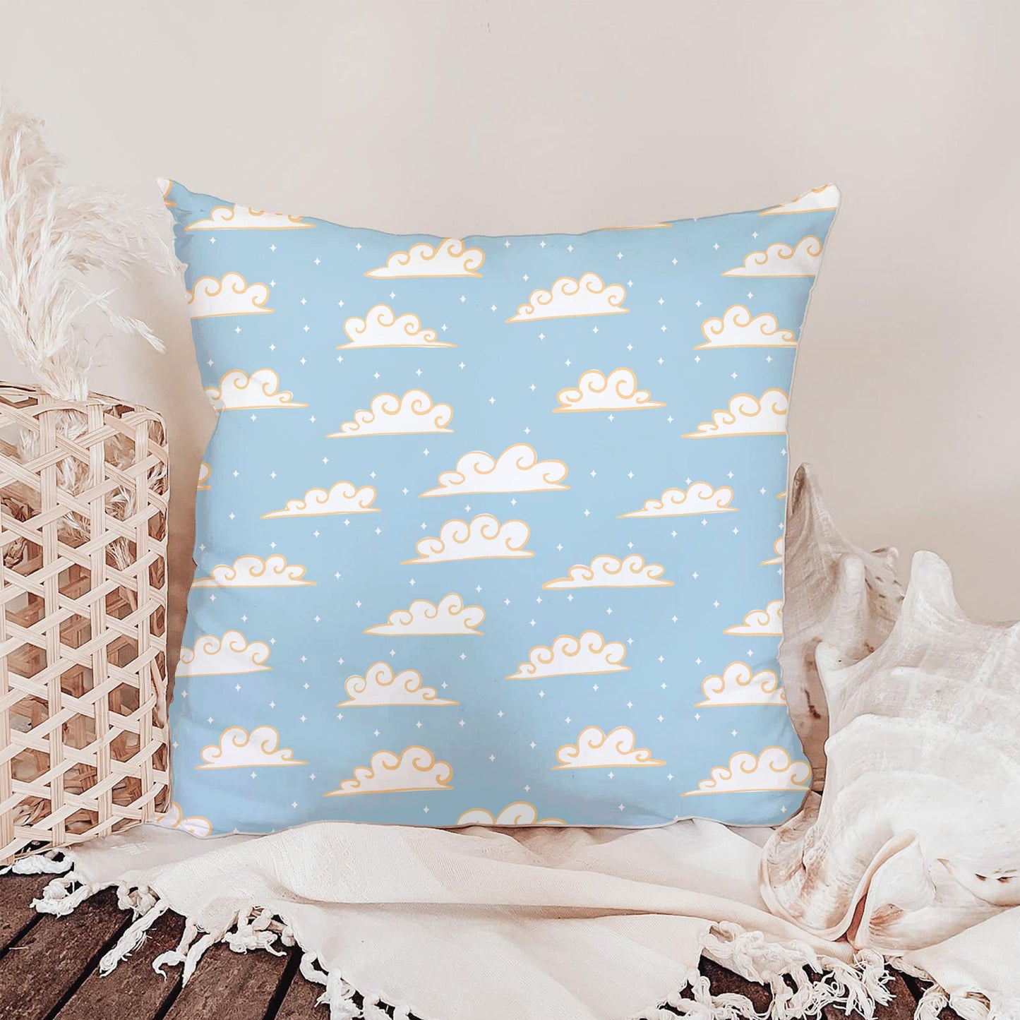 Whimsical Cloud Seamless Pattern PNG, Blue Sky Cloud Digital Paper 12x12, Cute Nursery Sky Print, Soft Dreamy Pattern, Commercial Use