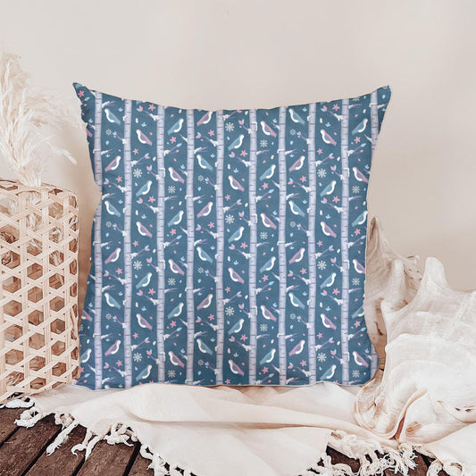 Winter Birds and Birch Trees | Snowy Woodland Seamless Pattern