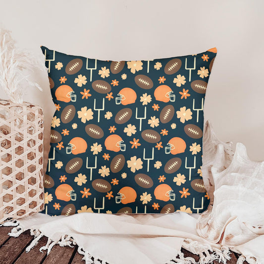 Football Season Seamless Pattern – Floral Game Day Football & Helmet Design