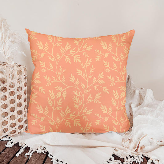Peach Botanical Vine Seamless Pattern – Warm Orange Leafy Floral Background