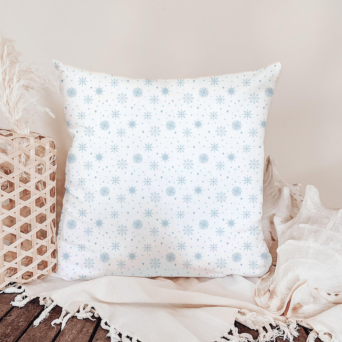 Blue Snowflake Seamless Pattern – Soft Winter Snow & Ice Crystal Design