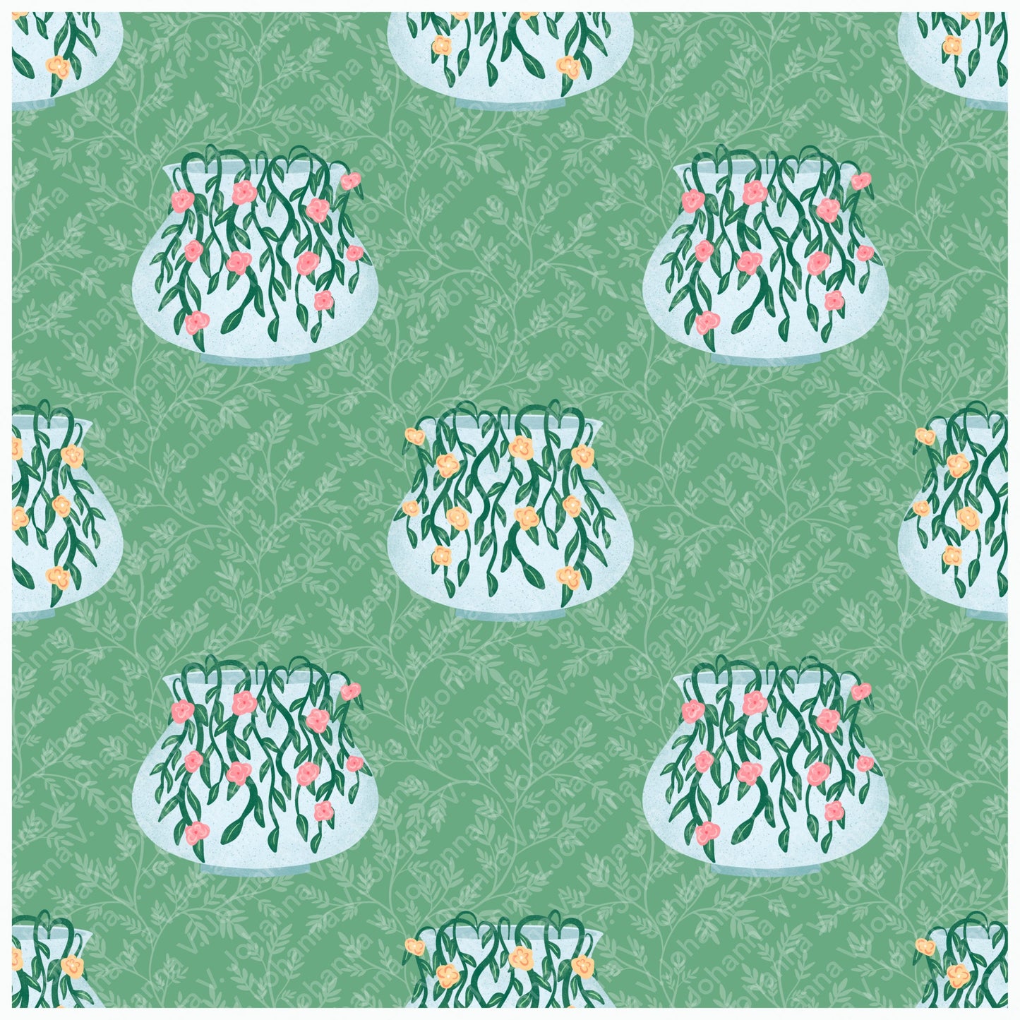 Spring Cottage Seamless Pattern Bundle | Floral Vase, Ladybug & Lavender Digital Paper Collection | Whimsical Surface Pattern Set