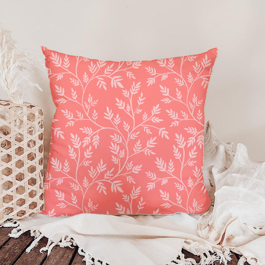Coral Botanical Seamless Pattern – Blush Pink Leafy Branches Minimal Floral