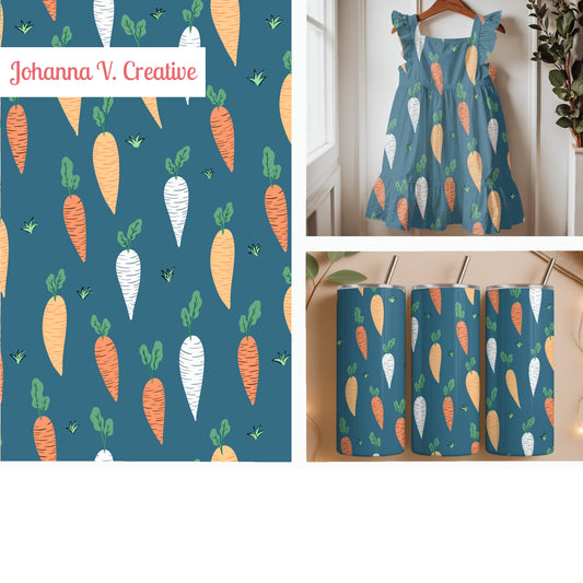 Harvest Carrots on Blue