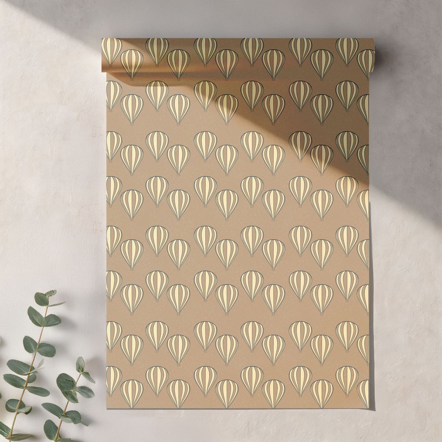 Vintage Hot Air Balloon Seamless Pattern PNG, Warm Neutral Balloon Print 12x12, Earth Tone Sky Pattern, Retro Travel Design, Commercial Use