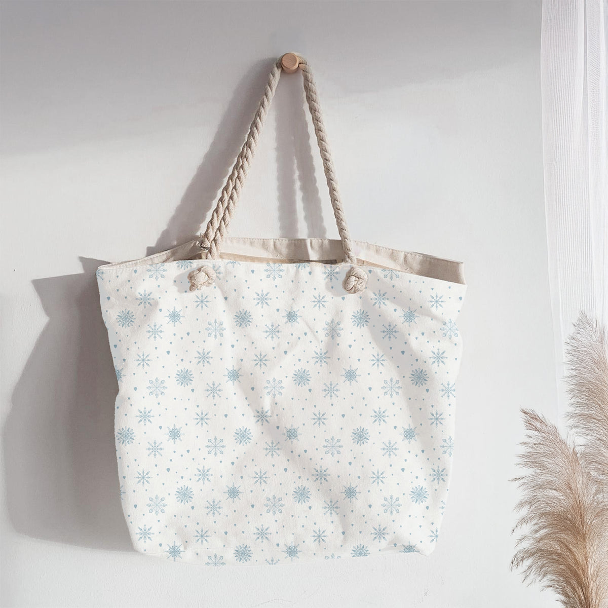 Blue Snowflake Seamless Pattern – Soft Winter Snow & Ice Crystal Design