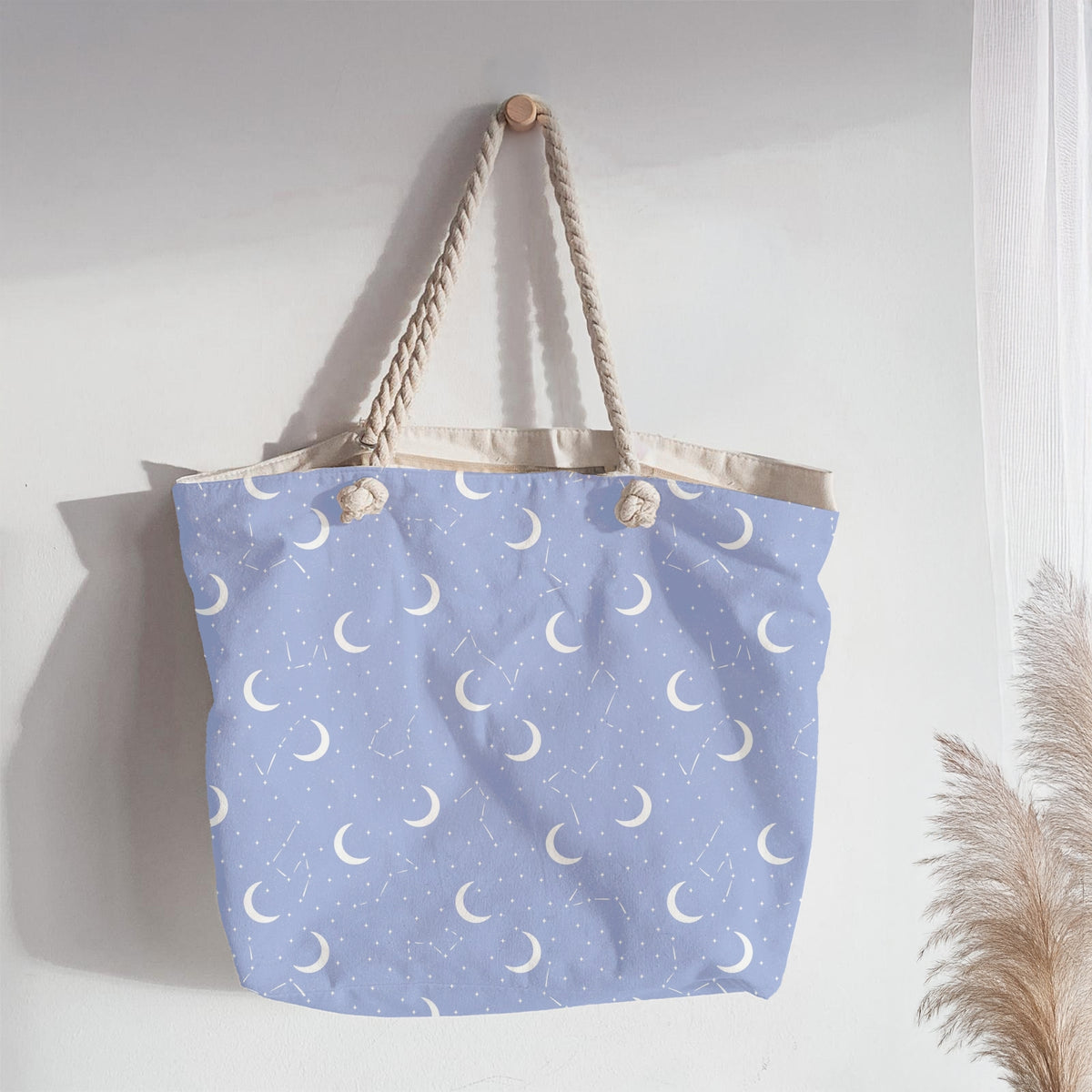Celestial Moon Seamless Pattern – Lavender Crescent Moons, Stars & Constellations