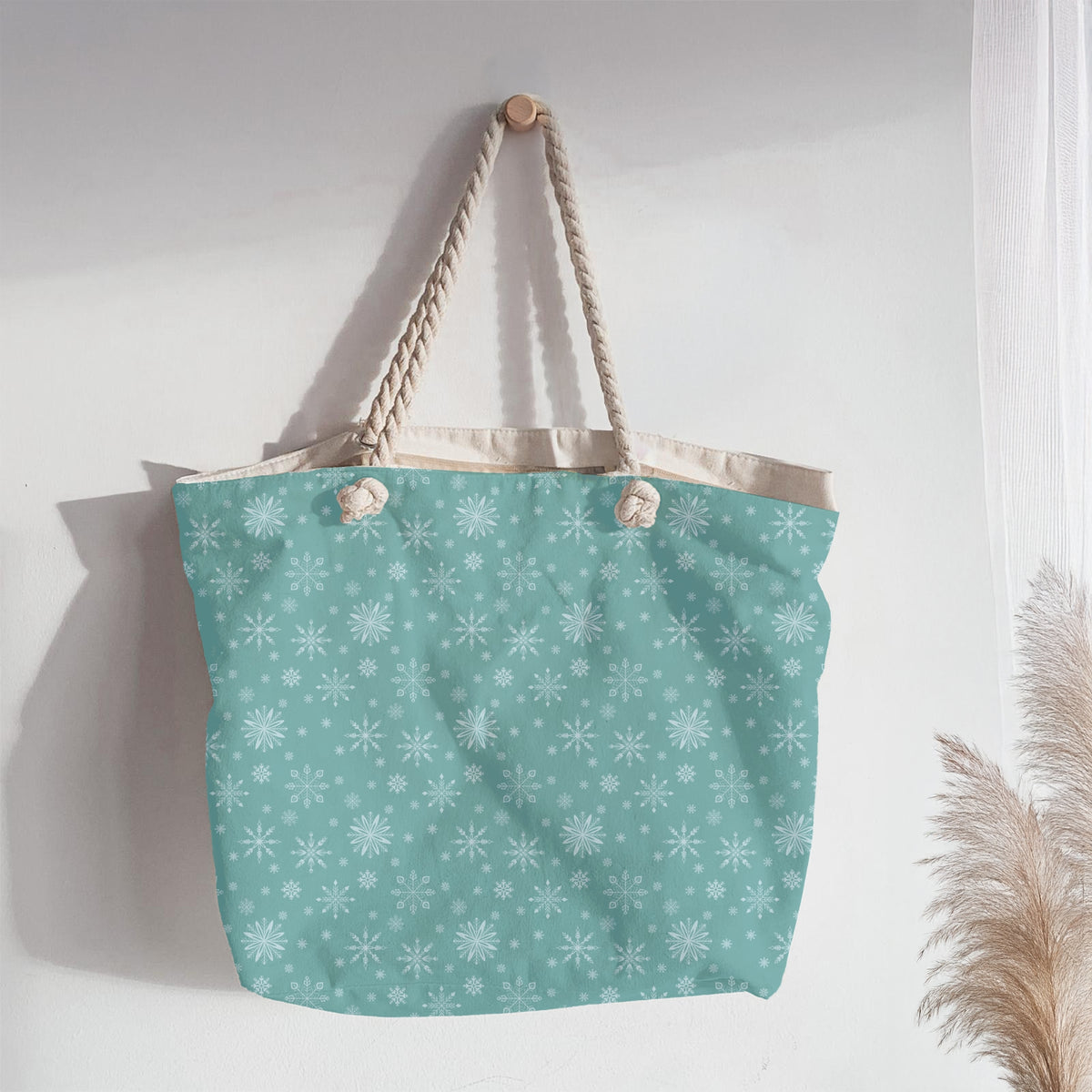 Teal Snowflake Seamless Pattern – Aqua Winter Snow & Ice Crystal Design