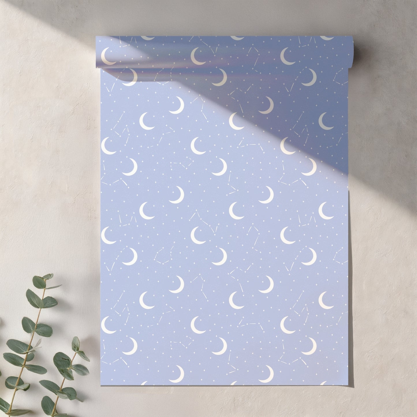 Celestial Moon Seamless Pattern – Lavender Crescent Moons, Stars & Constellations