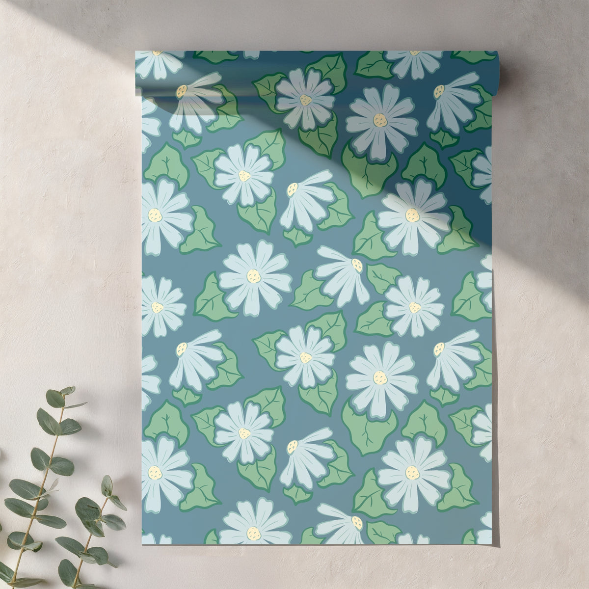 Spring Flowers Seamless Pattern – Blue & Pink Whimsical Garden Floral Design