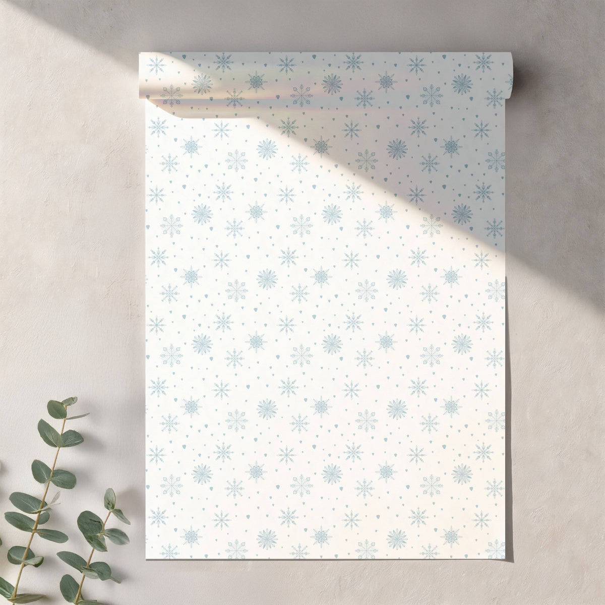 Blue Snowflake Seamless Pattern – Soft Winter Snow & Ice Crystal Design