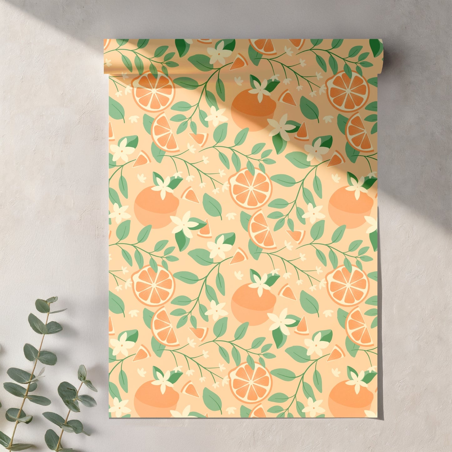 Orange Blossom Seamless Pattern – Citrus Fruit Flowers & Green Botanical Leaves