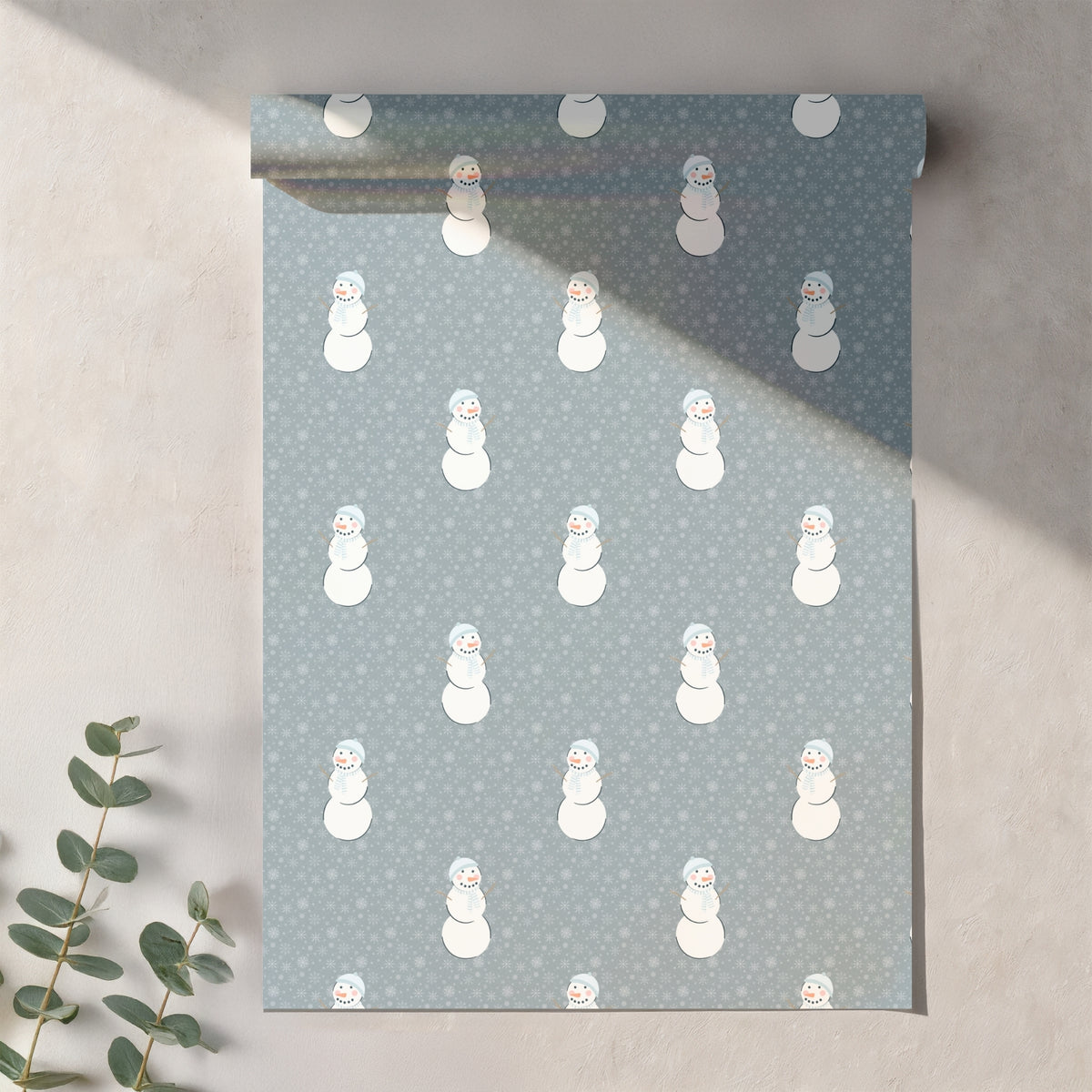 Blue Snowman Winter Seamless Pattern – Whimsical Snowflake Christmas Design