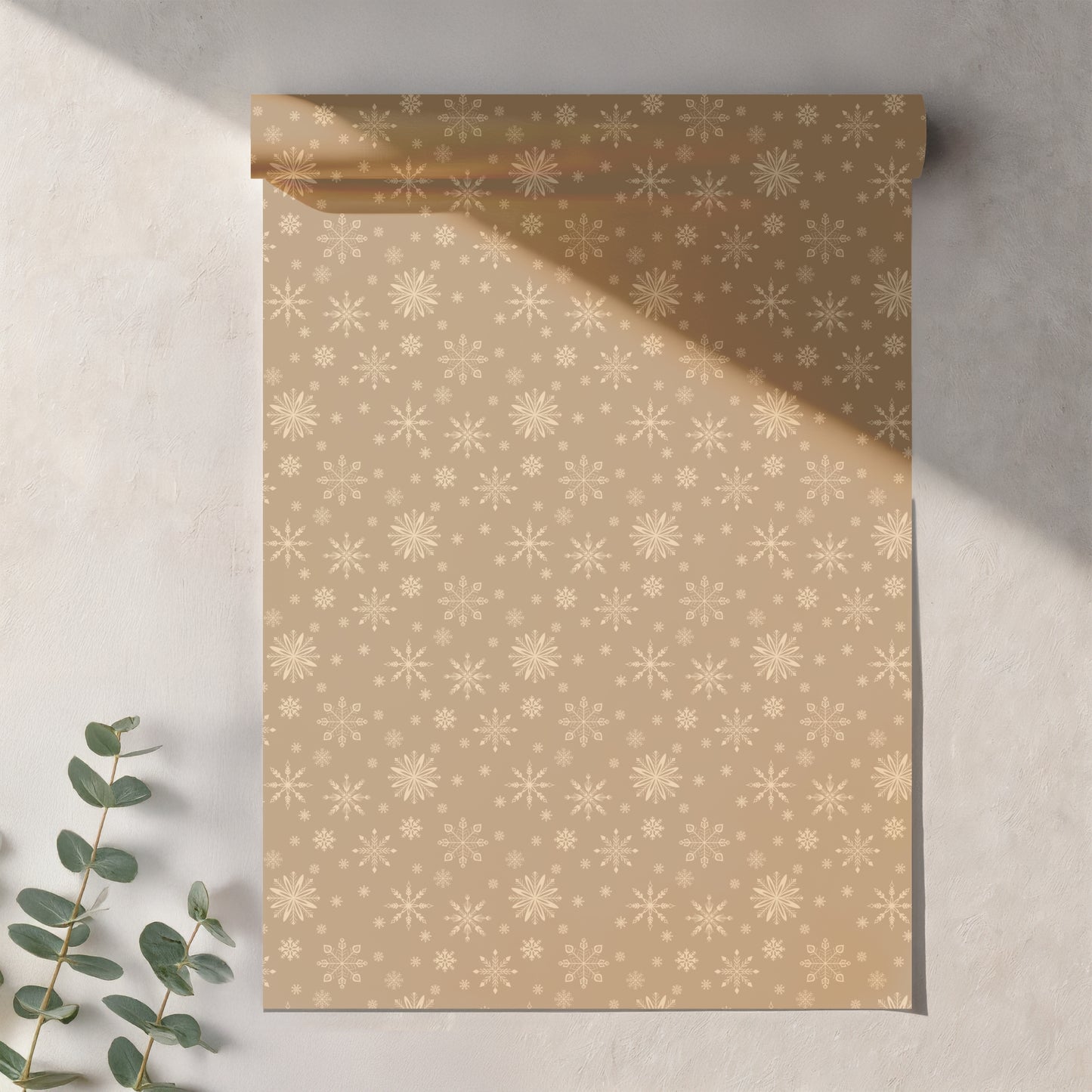 Neutral Snowflake Seamless Pattern – Brown & Cream Winter Snow Design