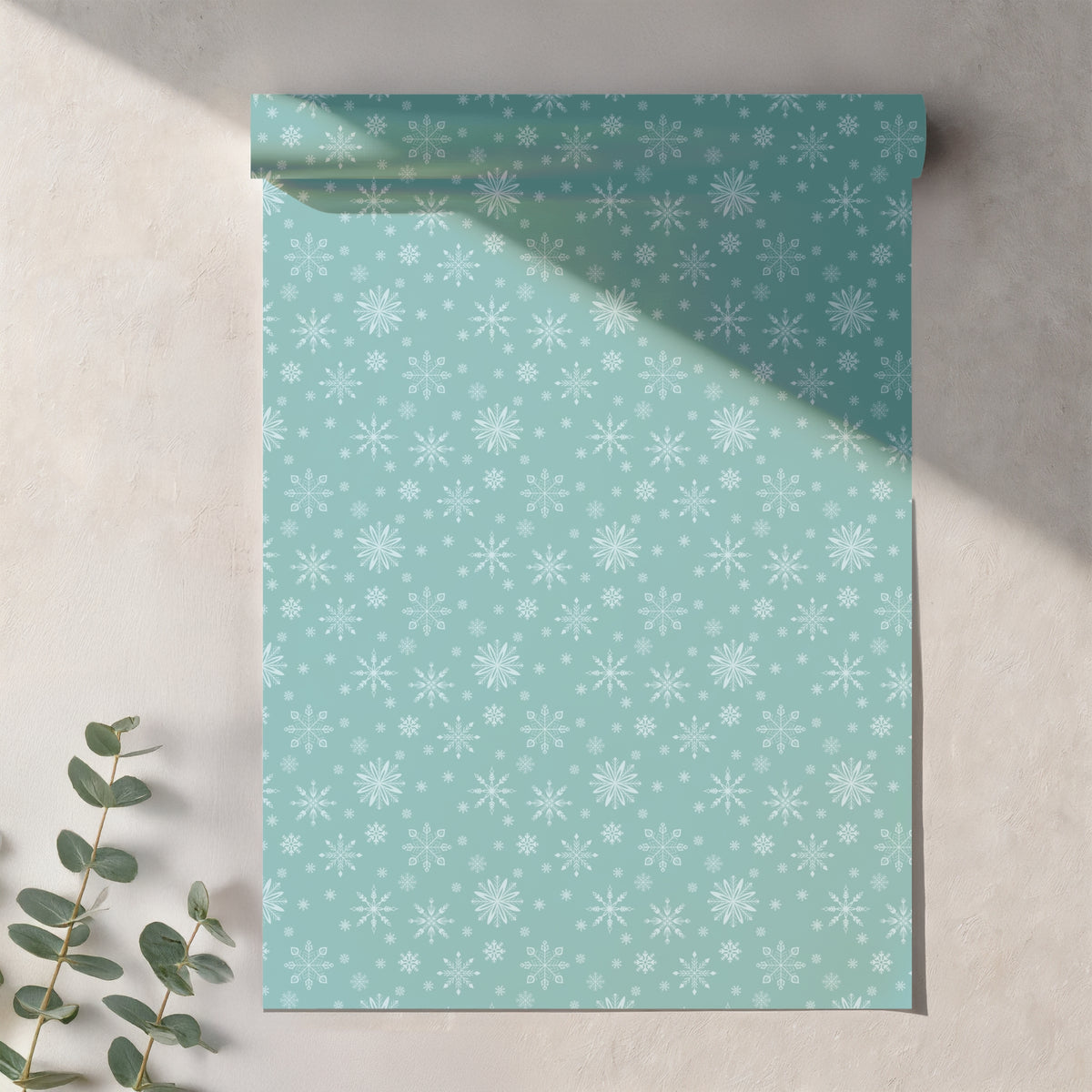 Teal Snowflake Seamless Pattern – Aqua Winter Snow & Ice Crystal Design