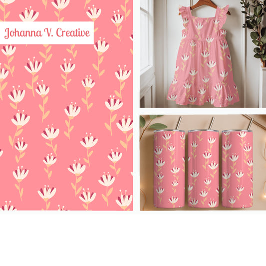Whimsical Blooms Seamless Pattern Pink
