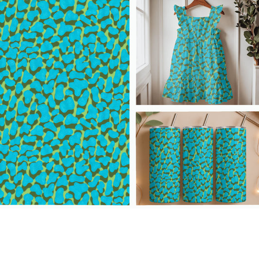 Blue Leopard Print | Aqua Animal Spots Seamless Pattern