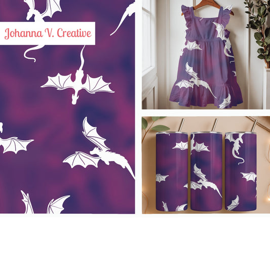 Soaring Midnight Dragons in Twilight Violet