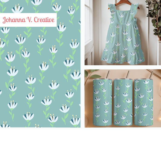 Whimsical Blooms Seamless Pattern Green