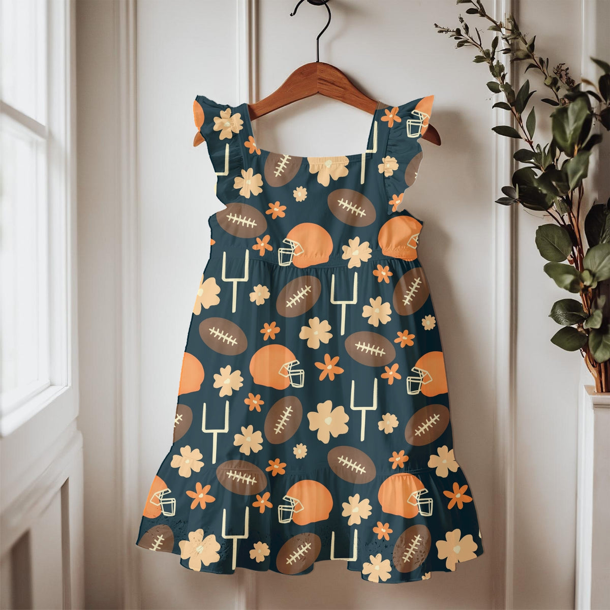 Football Season Seamless Pattern – Floral Game Day Football & Helmet Design