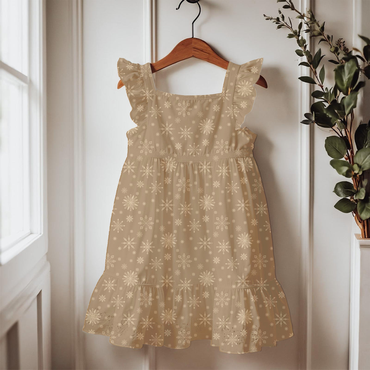Neutral Snowflake Seamless Pattern – Brown & Cream Winter Snow Design