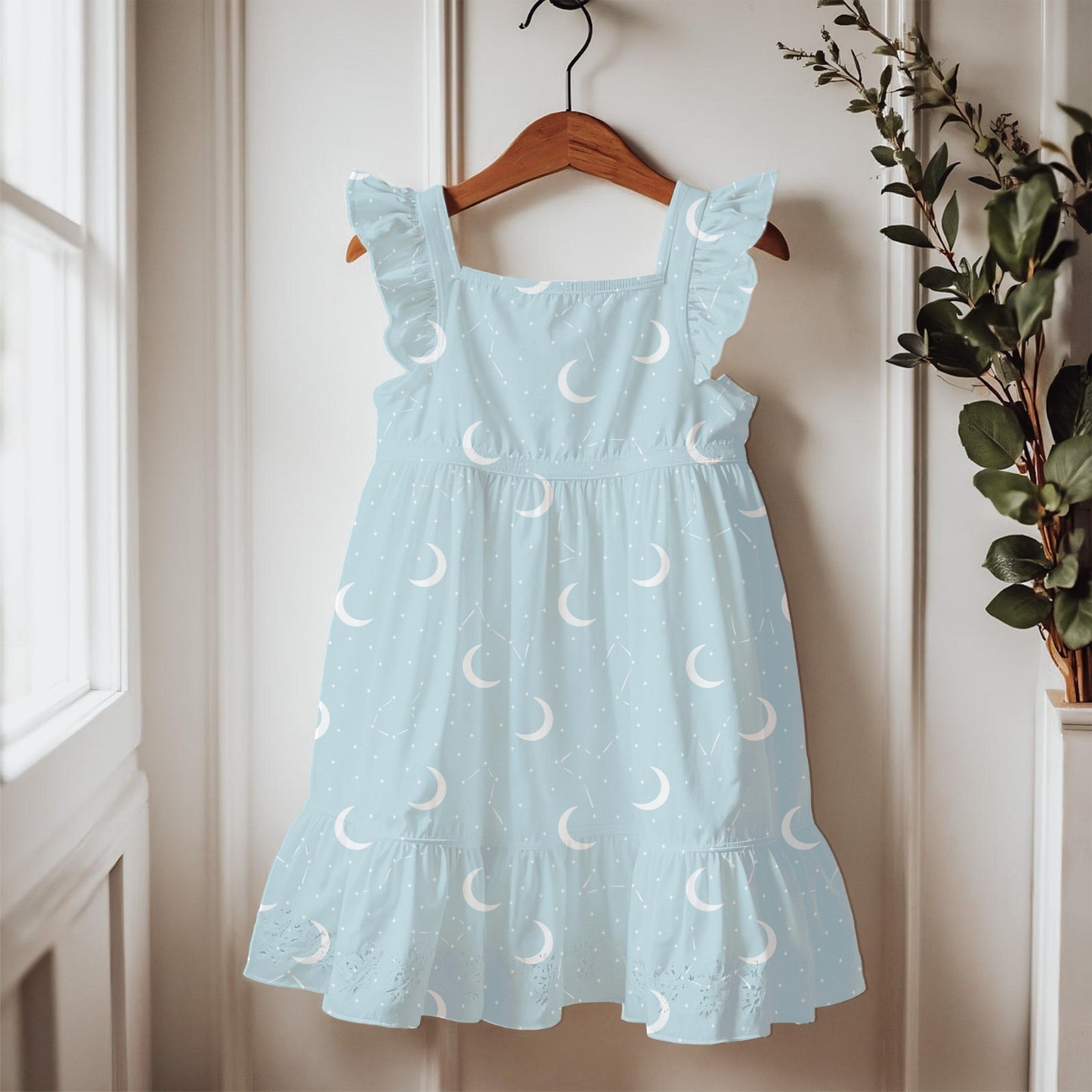 Baby Blue Celestial Moon Seamless Pattern – Crescent Moons, Stars & Constellations