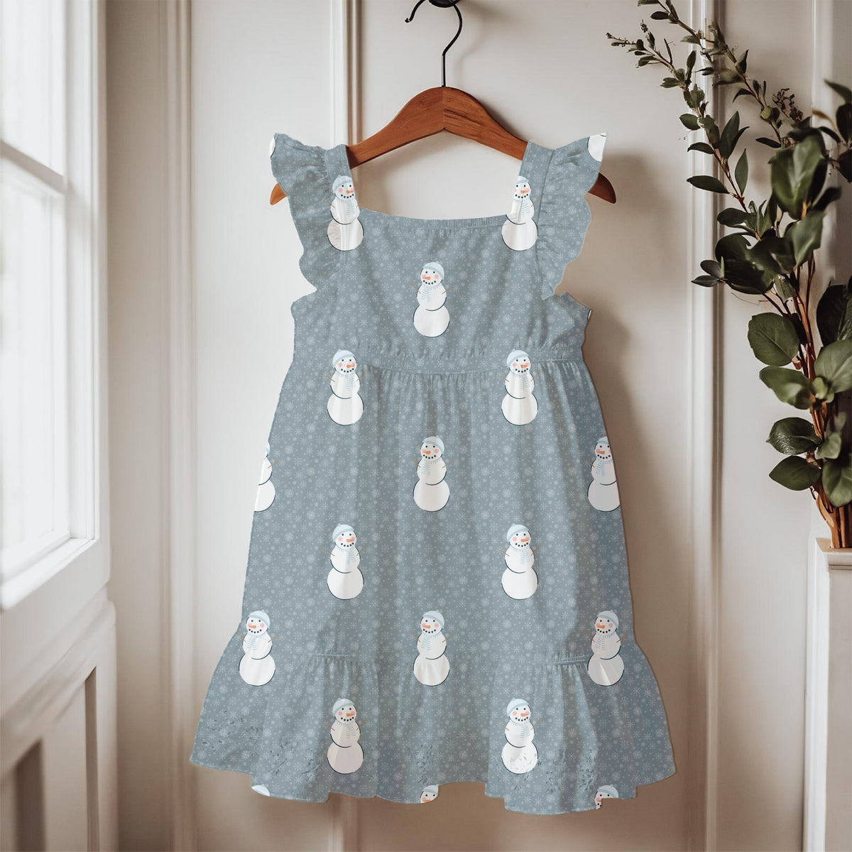 Blue Snowman Winter Seamless Pattern – Whimsical Snowflake Christmas Design