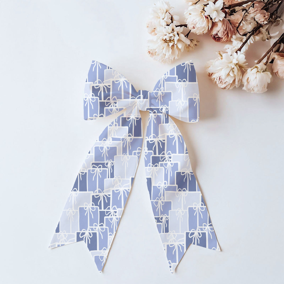 Christmas Presents Seamless Pattern – Periwinkle & Lavender Gift Boxes with Hand-Drawn Bows