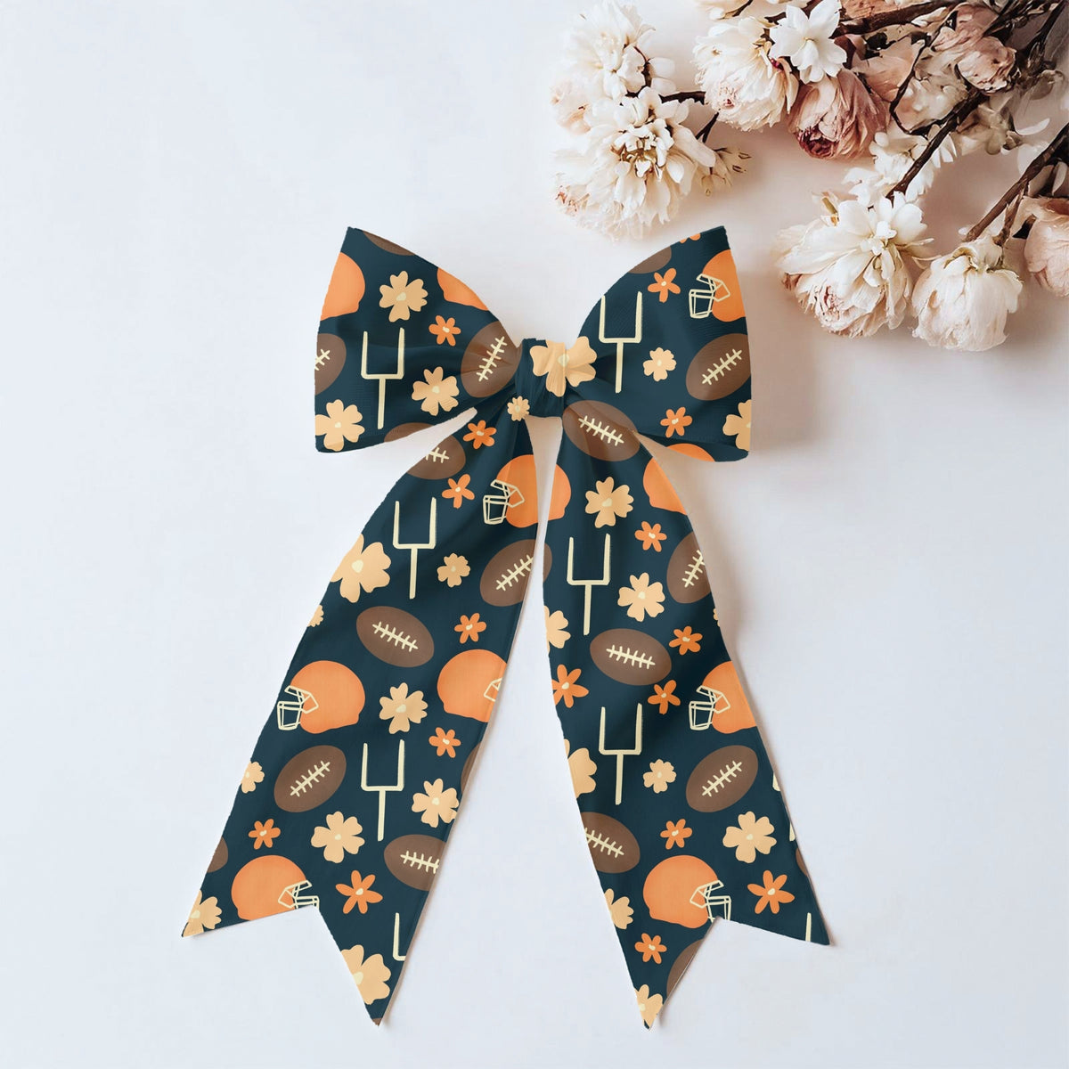 Football Season Seamless Pattern – Floral Game Day Football & Helmet Design