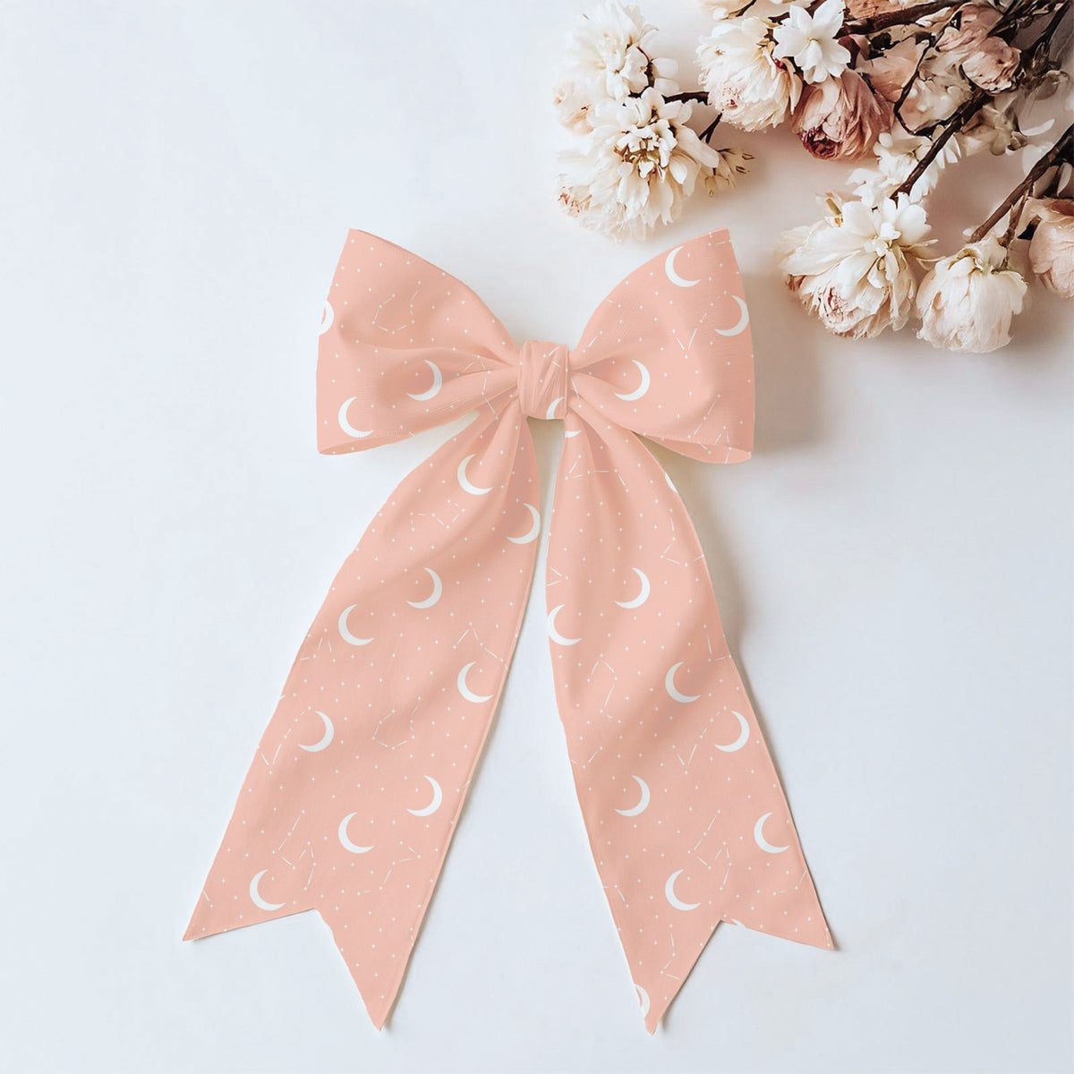 Peach Celestial Moon Seamless Pattern – Crescent Moons, Stars & Constellations