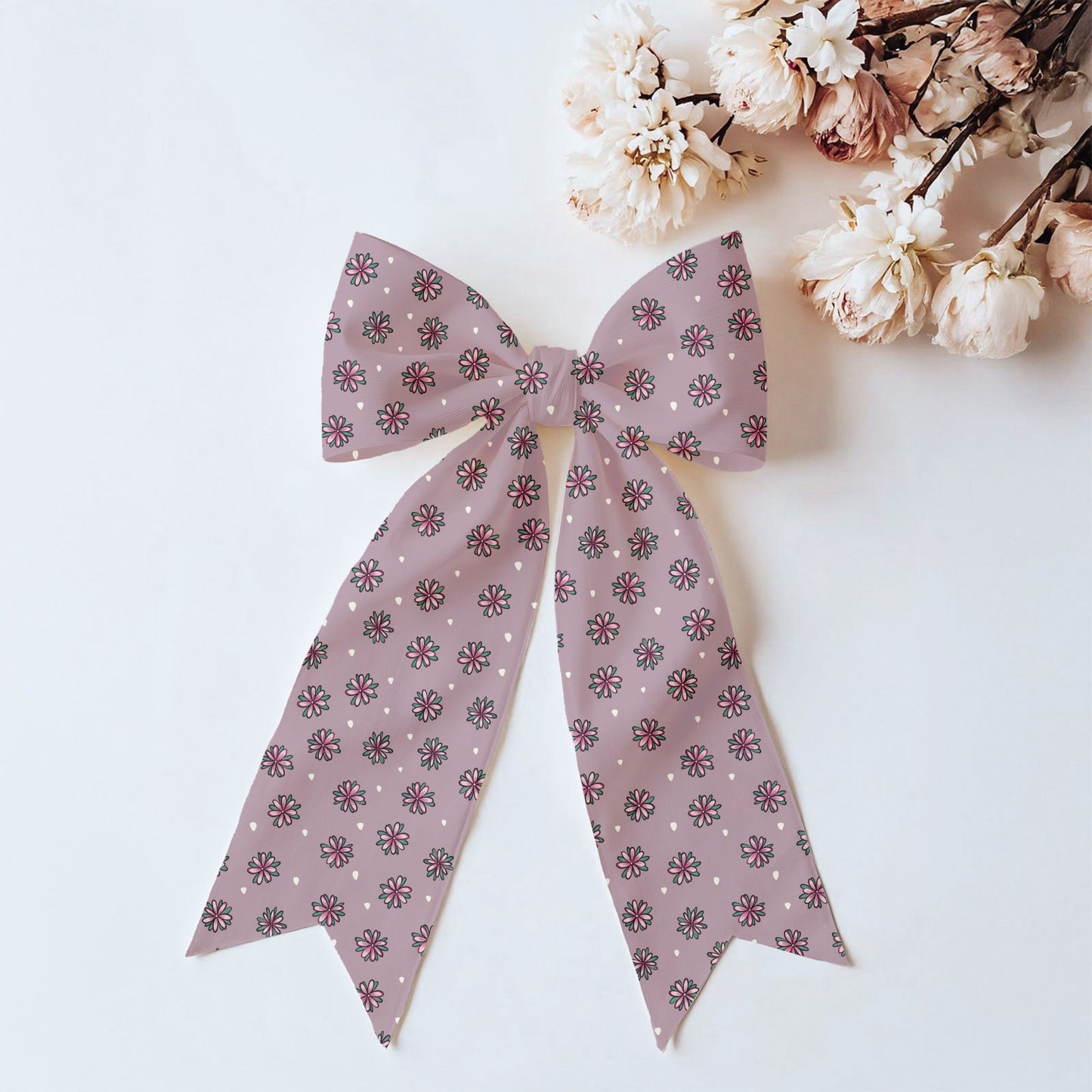 Pink Doodle Flower Seamless Pattern – Whimsical Floral on Dusty Mauve