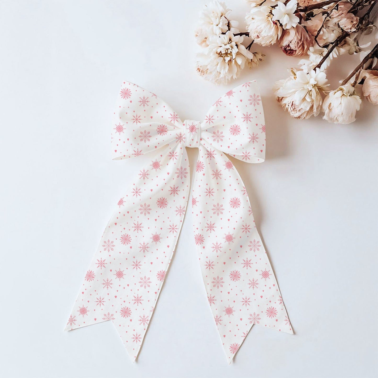 Pink Snowflake Seamless Pattern – Soft Blush Winter Snow & Ice Crystal Design