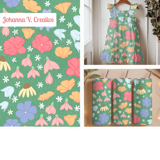 Seamless Wildflower Pattern Green