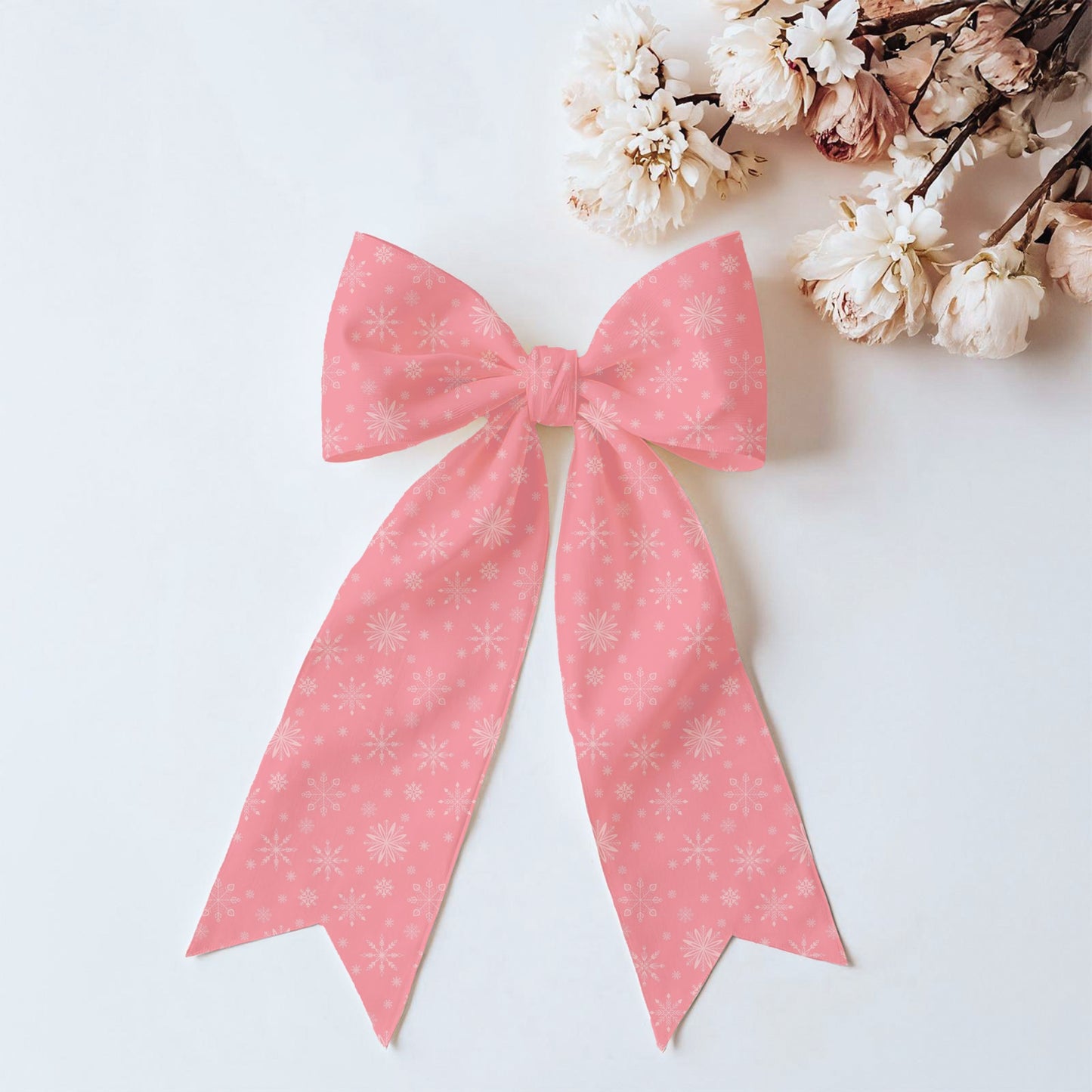 Pink Snowflake Seamless Pattern – Blush Winter Snow & Whimsical Ice Crystal Design