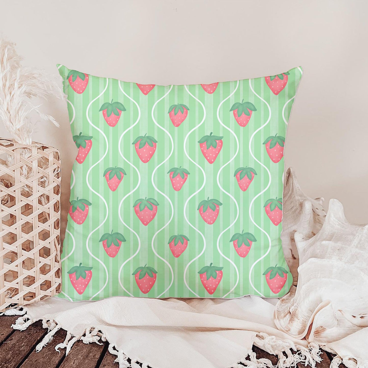 Strawberry Cottage Seamless Pattern Bundle | Pink Strawberry & Vintage Stripe Digital Paper Collection | Retro Surface Pattern Set