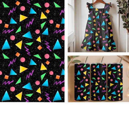 Neon Remix | Retro Geometric Seamless Pattern