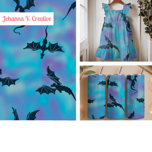 Soaring Midnight Dragons in Aurora Blue