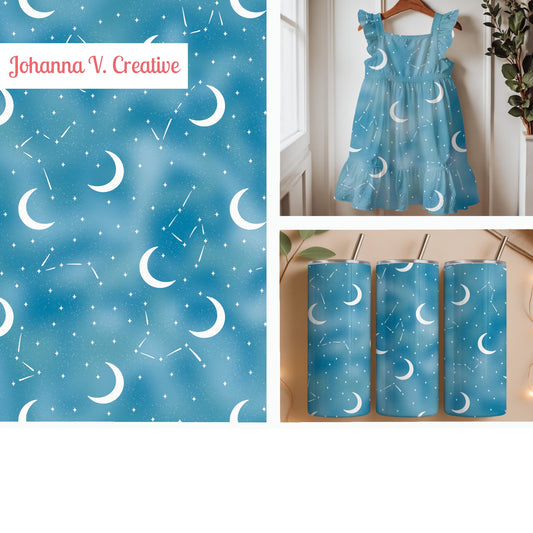 Moonlit Constellation Sky in Sapphire