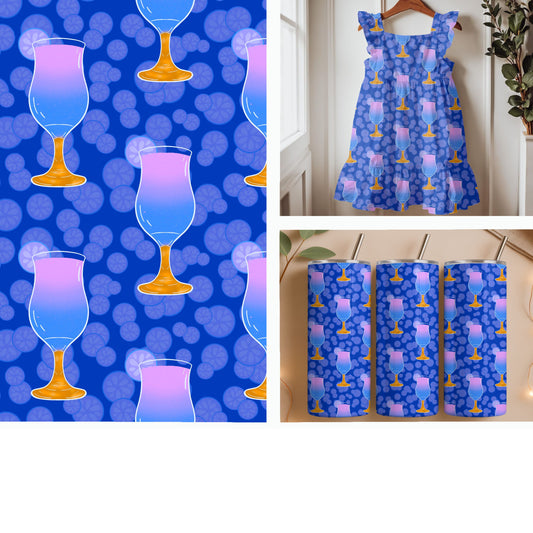 Twilight Tiki | Tropical Cocktail Seamless Pattern
