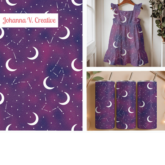 Moonlit Constellation Sky in Amethyst