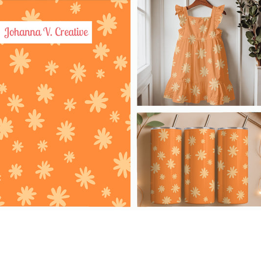 Sunny Orange Ditsy Florals